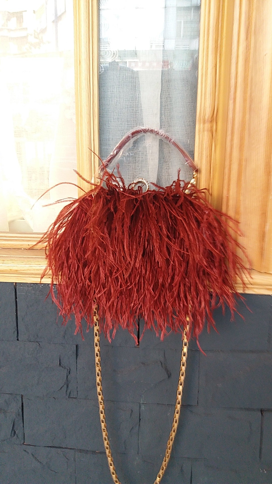 Fashion Tassel Ostrich Feather Dinner Catwalk Bags
