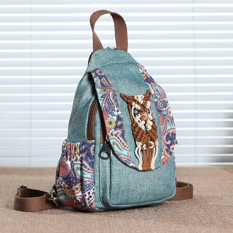 Women's Ethnic Style Canvas Tassel Artistic Women's Backpack