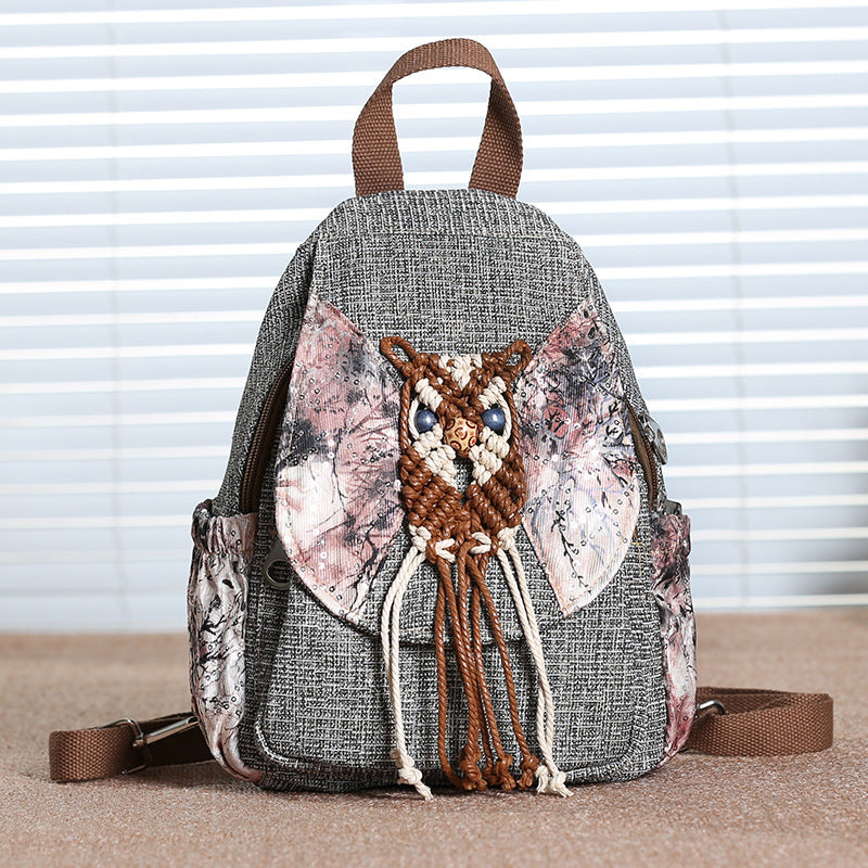 Women's Ethnic Style Canvas Tassel Artistic Women's Backpack