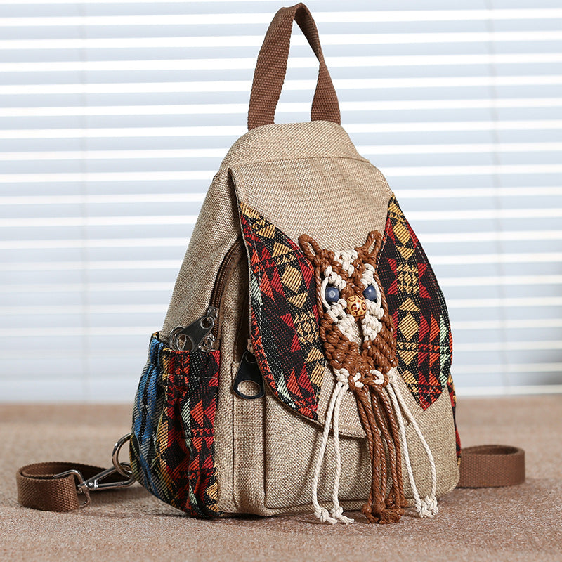 Women's Ethnic Style Canvas Tassel Artistic Women's Backpack