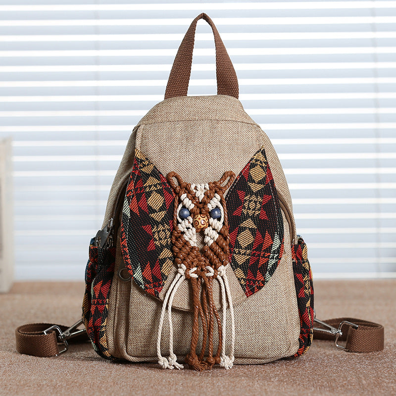 Women's Ethnic Style Canvas Tassel Artistic Women's Backpack