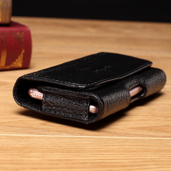 Fashion Versatile Men's Leather Horizontal Leisure Mobile Phone Bag