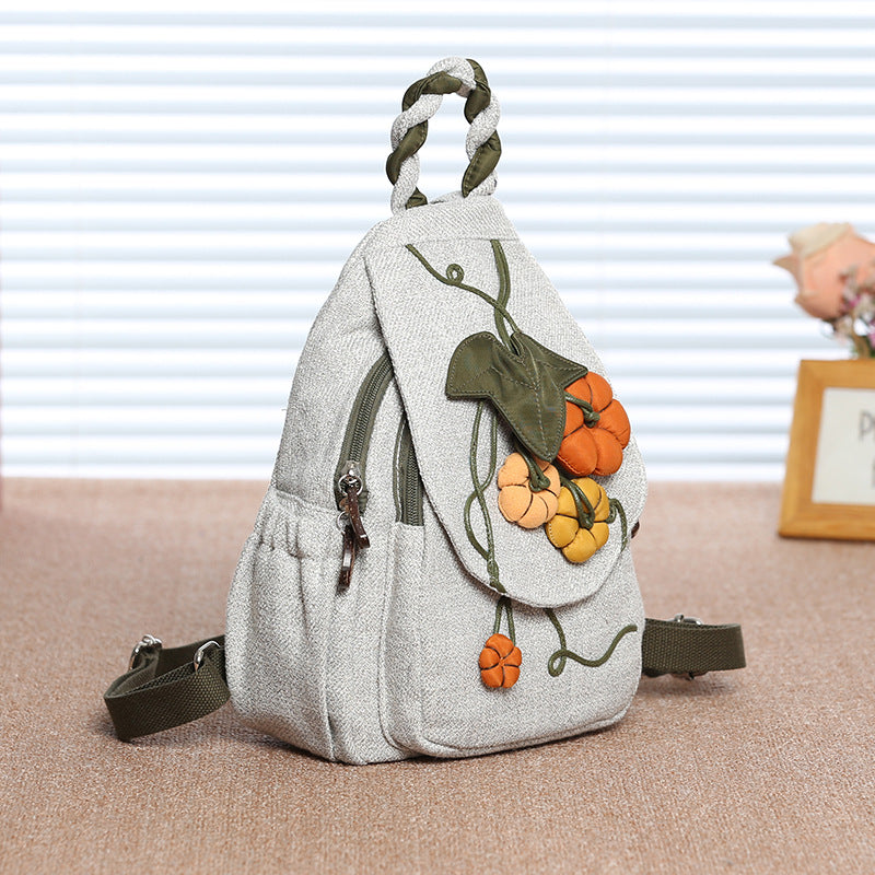 Women's Ethnic Style Canvas Handmade Stitching Artistic Backpacks