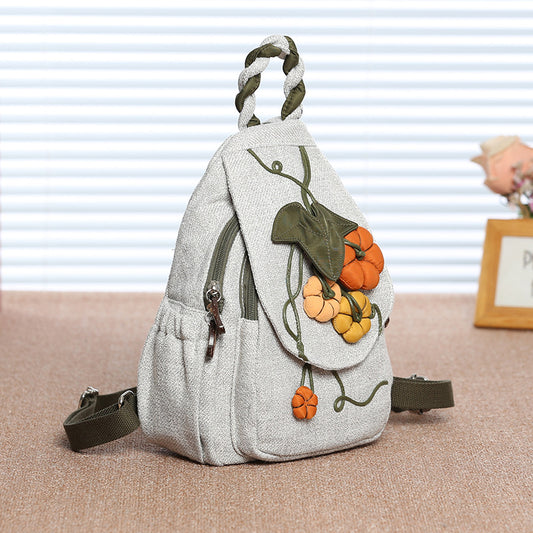 Women's Ethnic Style Canvas Handmade Stitching Artistic Backpacks