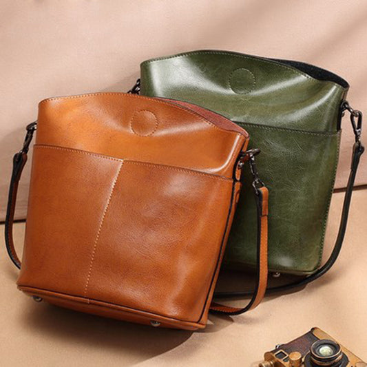 Unique Women's Fashion Cattlehide Leather Handmade Shoulder Bags