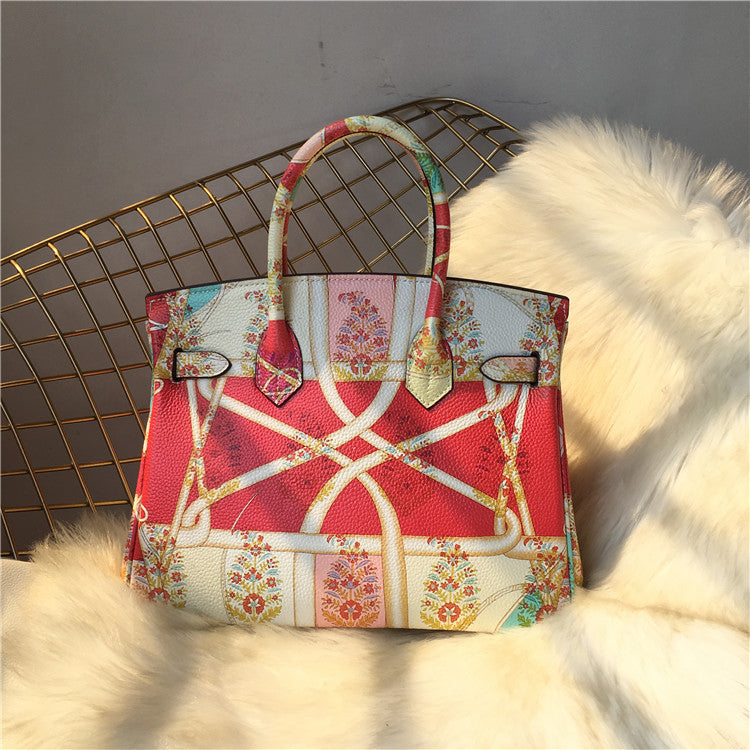 Women's Platinum Painted Top Layer Leather For Women's Handbag
