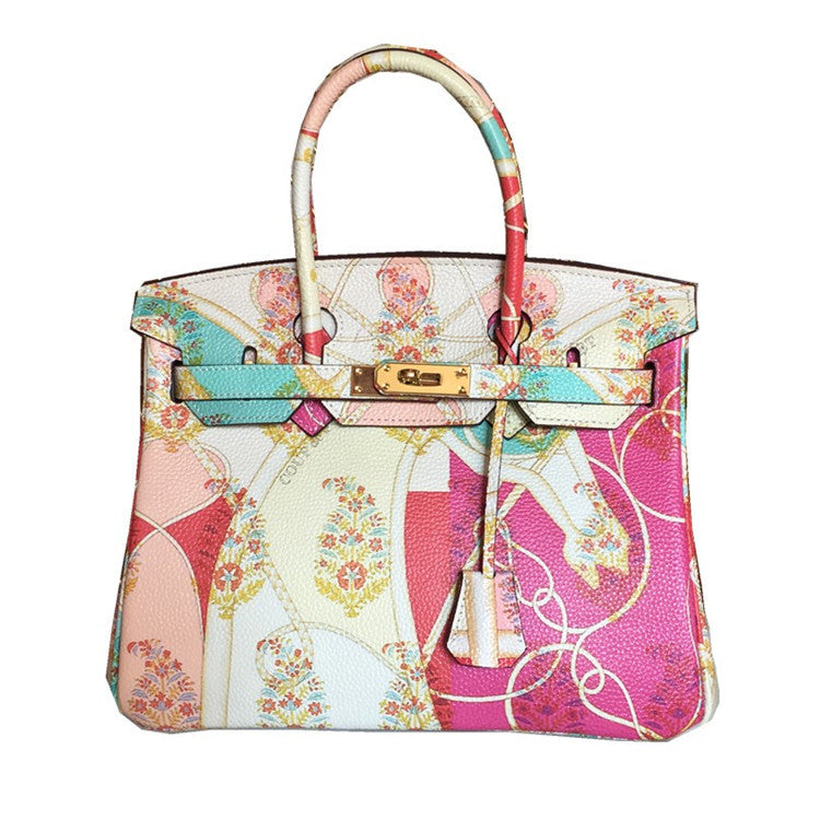 Women's Platinum Painted Top Layer Leather For Women's Handbag