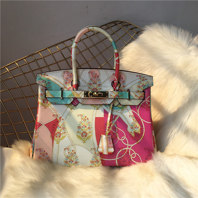 Women's Platinum Painted Top Layer Leather For Women's Handbag