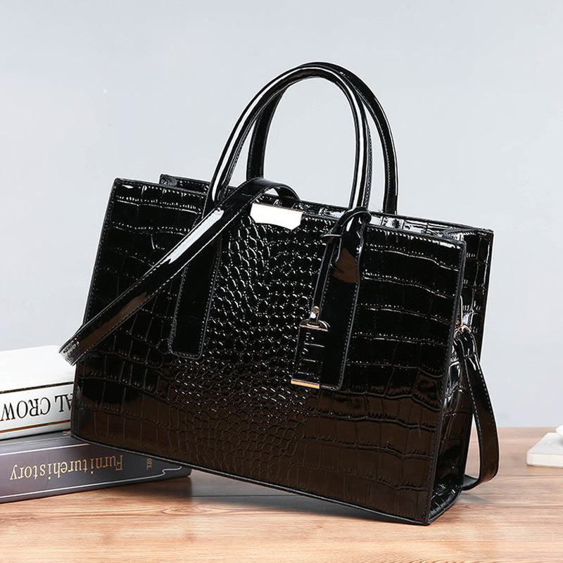 Versatile Slouchy Women's Fashion Crocodile Pattern Tote Bag