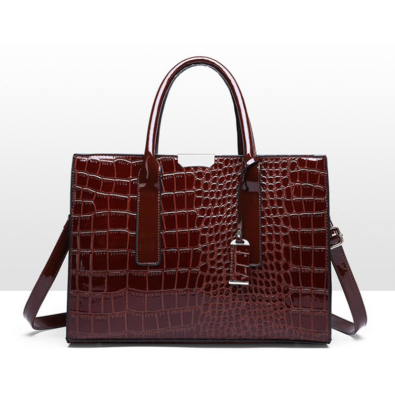 Versatile Slouchy Women's Fashion Crocodile Pattern Tote Bag
