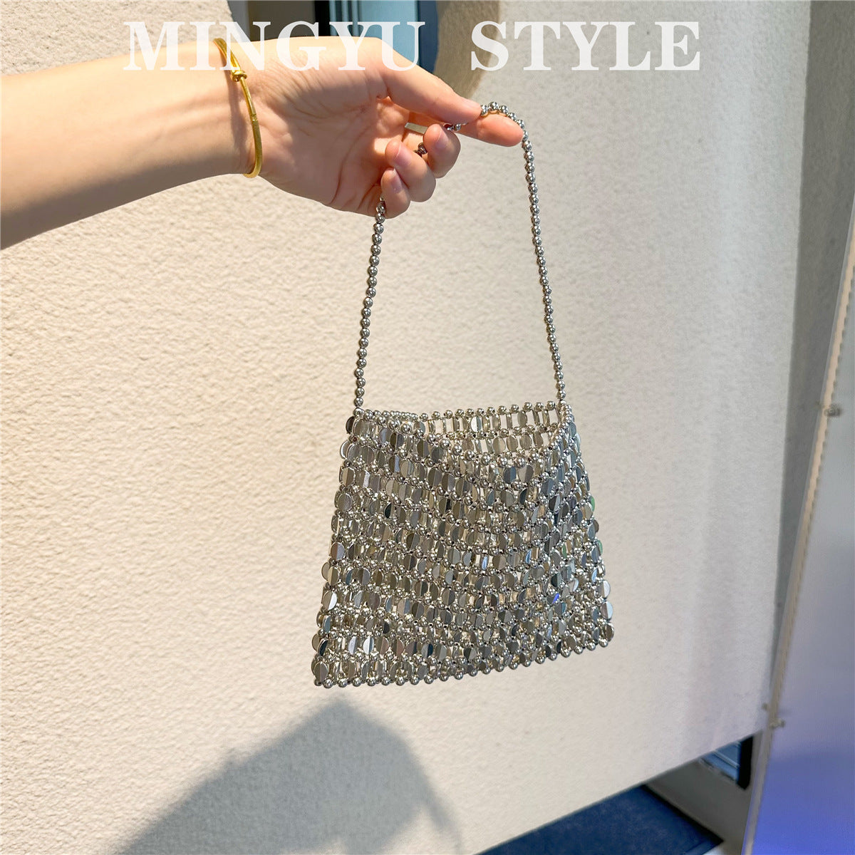 Sequined Metallic Niche Woven Fashion Light Women's Handbag