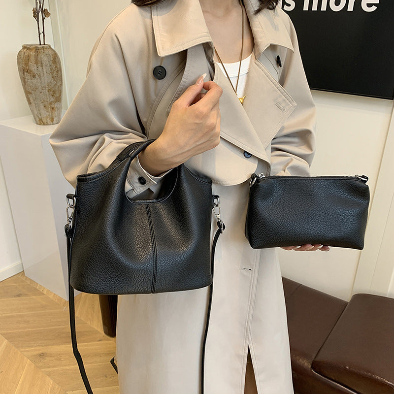 Soft Leather Vegetable Basket Large Capacity Simple Son Women's Handbag