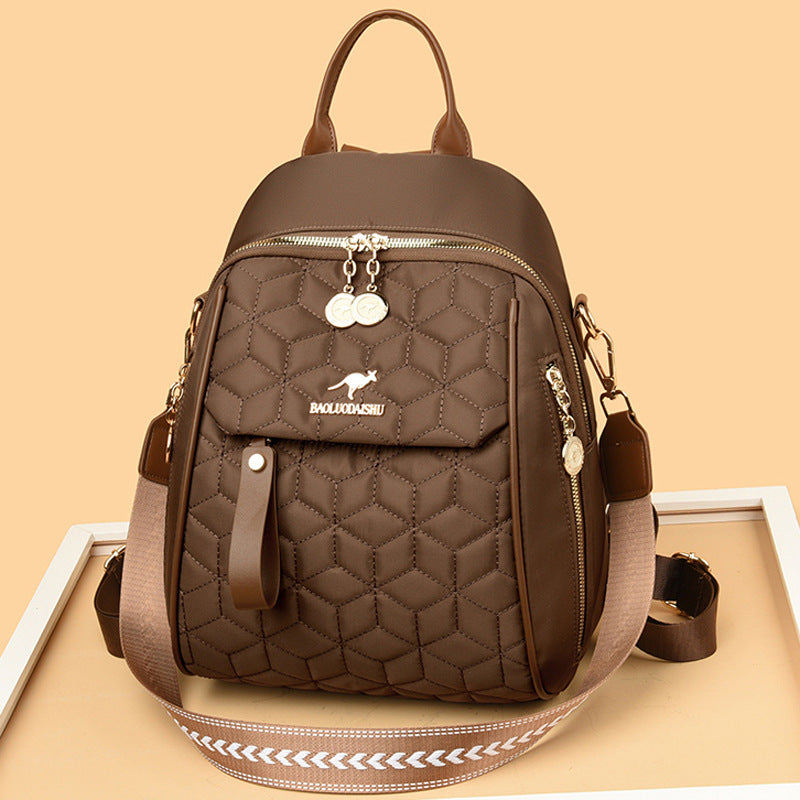 Women's Trendy Rhombus Embroidery Thread Oxford Cloth Women's Backpack