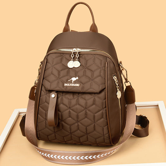 Women's Trendy Rhombus Embroidery Thread Oxford Cloth Women's Backpack