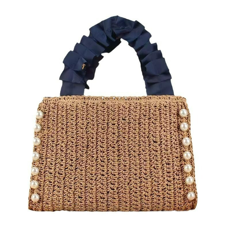 Women's Pearl Straw Female Hand-woven High Sense Bags