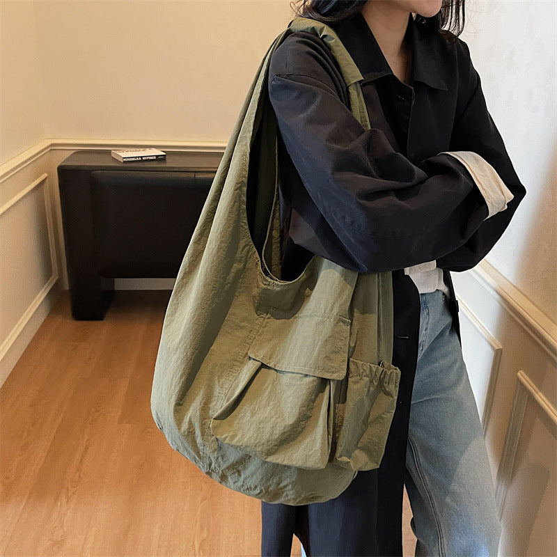Fashion Large Capacity Totes Retro Trendy Pleated Women's Shoulder Bag