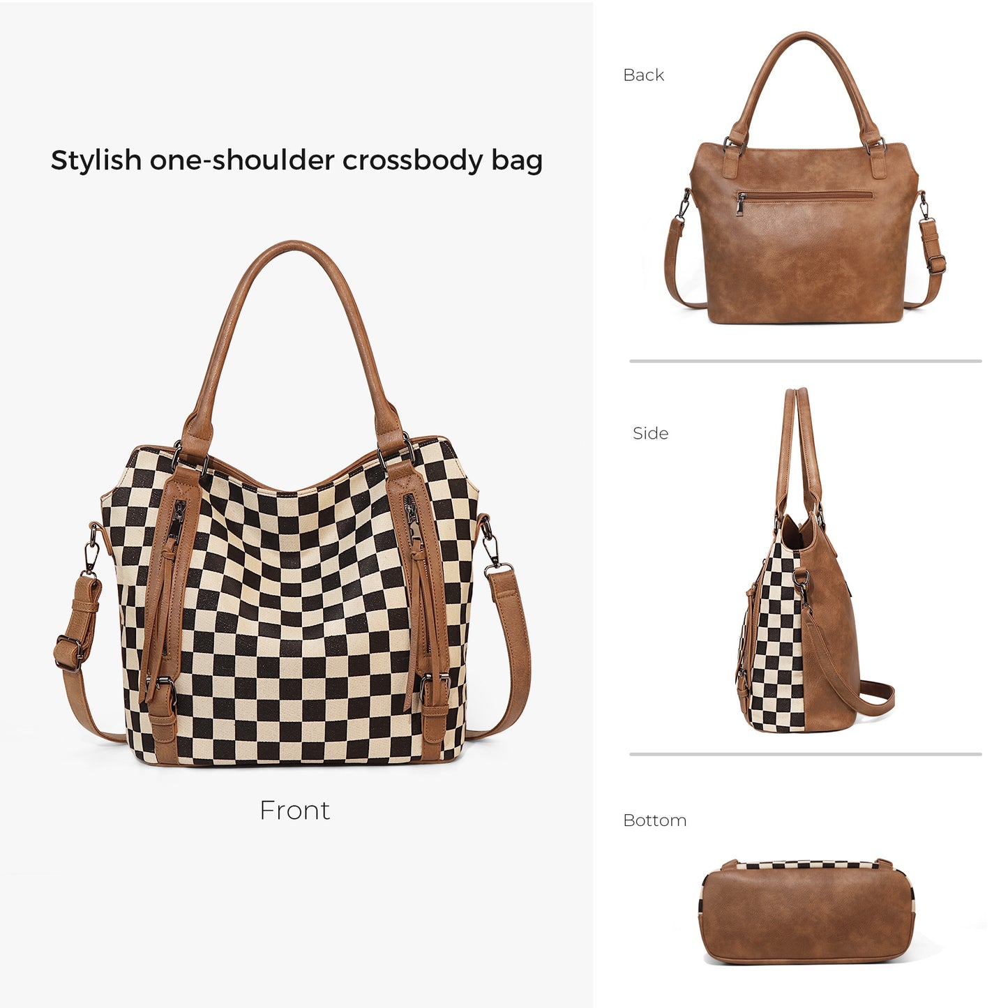 Women's Chessboard Plaid Large Capacity Commuter Bags