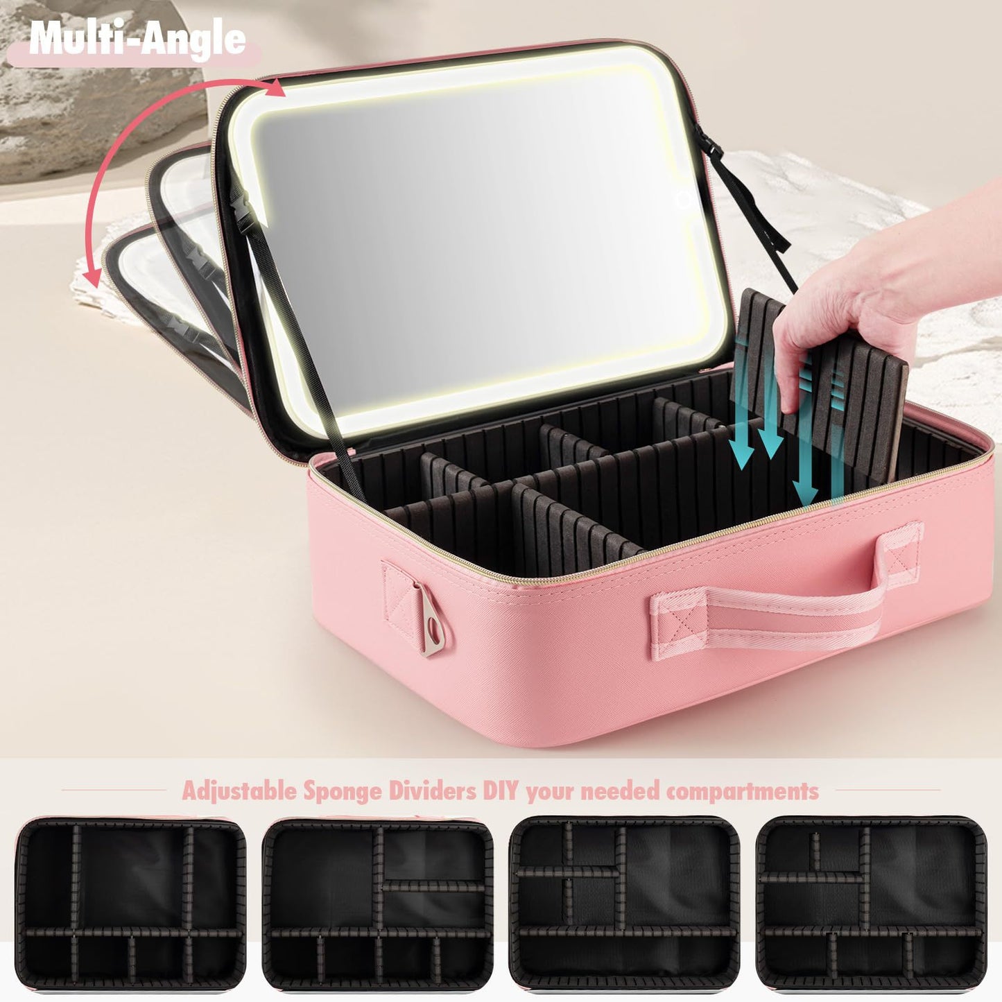 Capacity Skin Care With Mirror Light Simple Portable Tool Storage Cosmetic Bags
