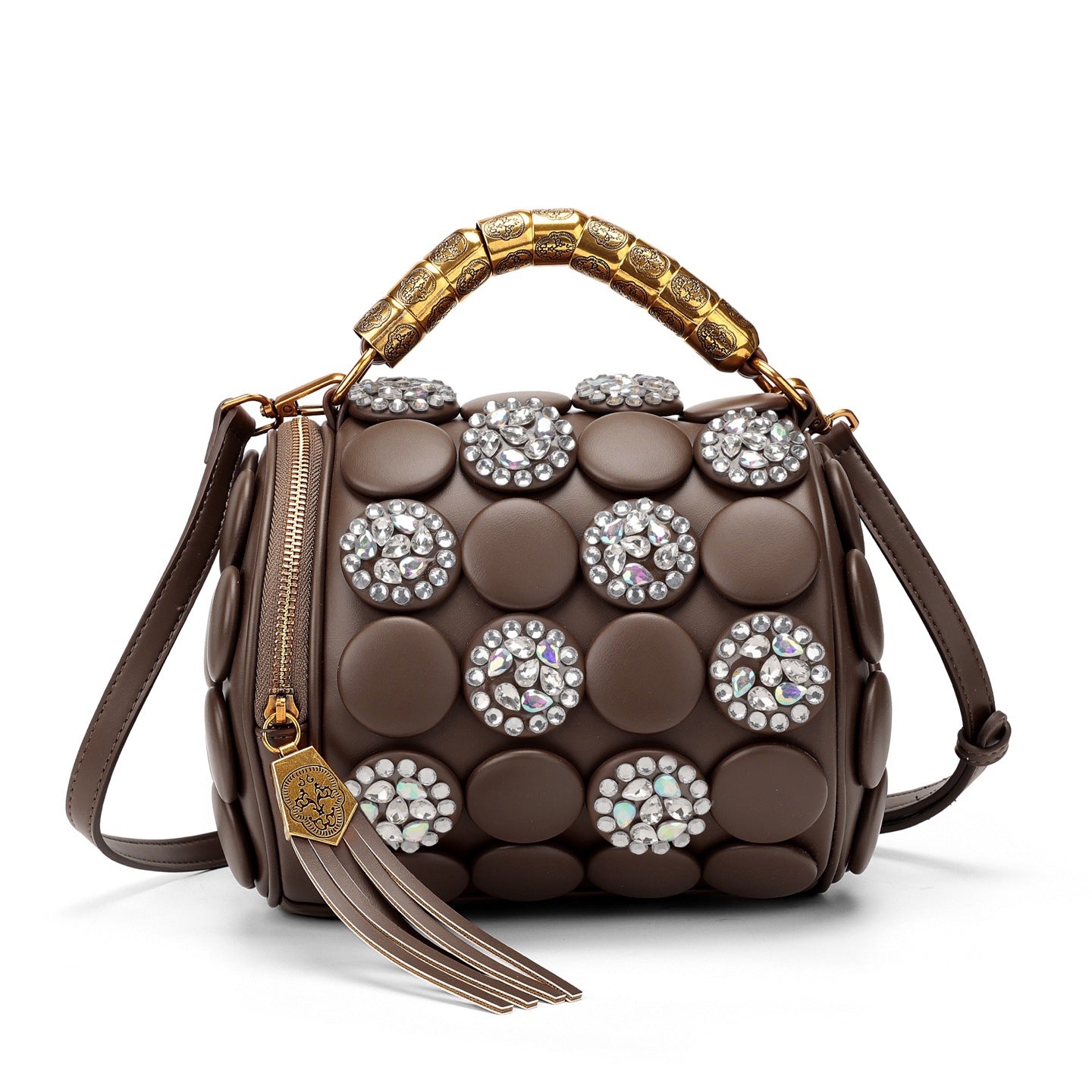 Women's High Quality Diamond Rivet Button Round Women's Handbag