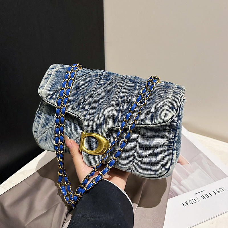 Women's Retro Distressed Denim Underarm Fashion Commuter Women's Shoulder Bag
