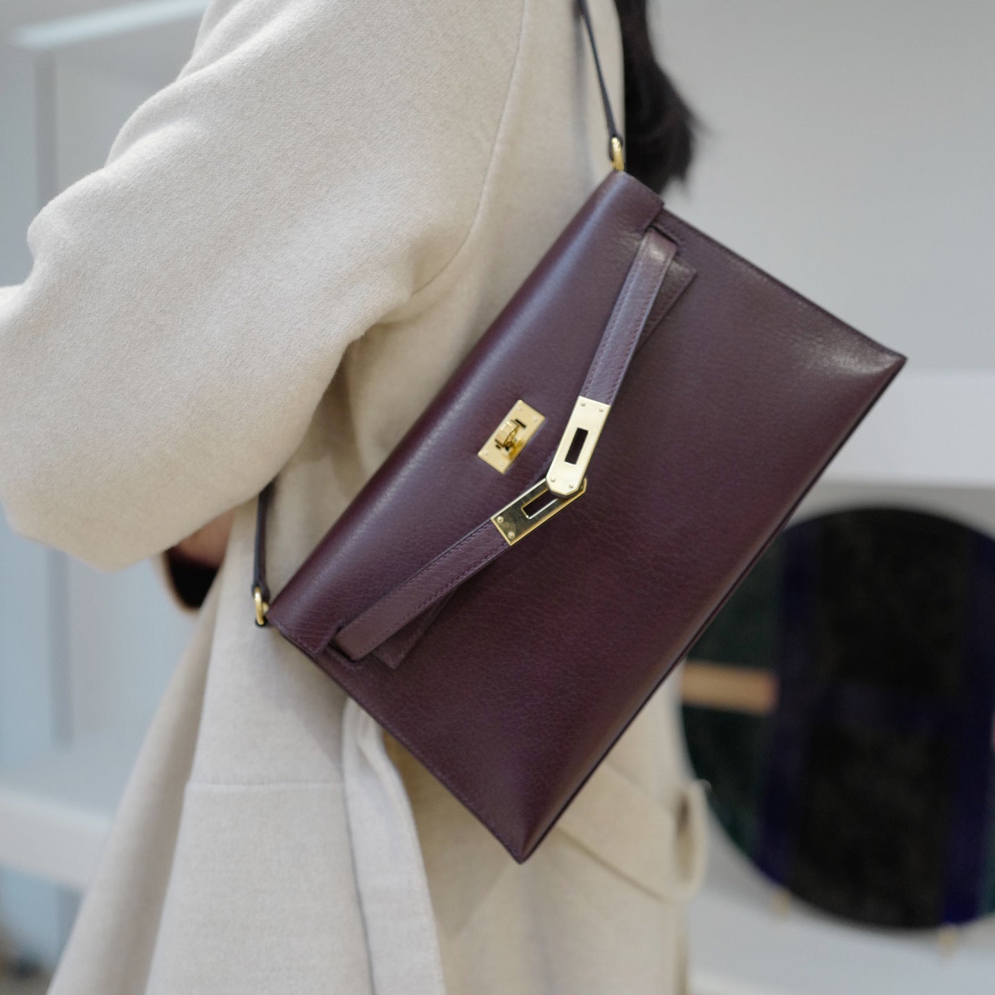 Kelly Underarm High-grade Horizontal Genuine Leather Retro Fashion Women's Shoulder Bag