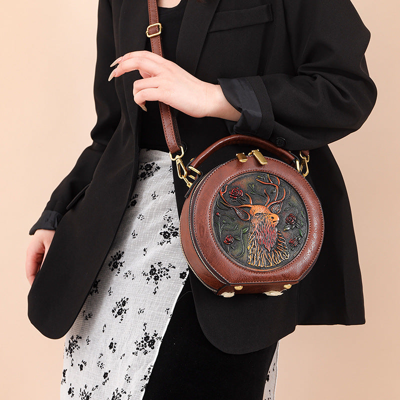 Women's Style Lotus Textured Commuter Clutch National Embossed Women's Shoulder Bag
