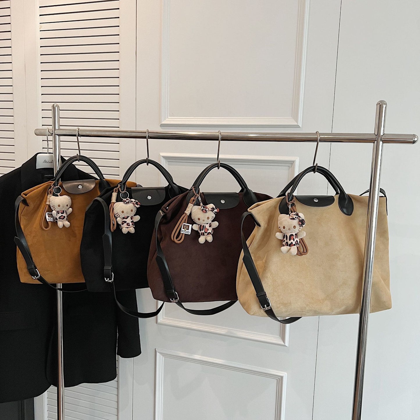 Women's Vintage Frosted Suede Large Capacity Commuter Tote Bag