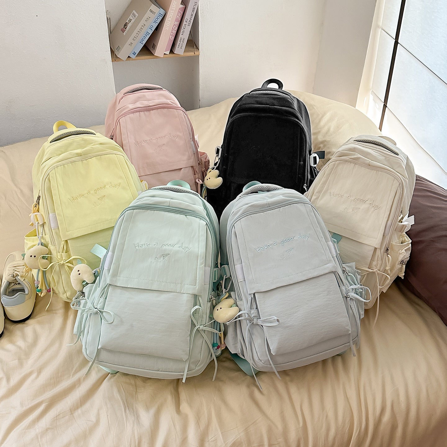 Winter Good-looking Solid Color Lightweight Schoolgirl Backpacks
