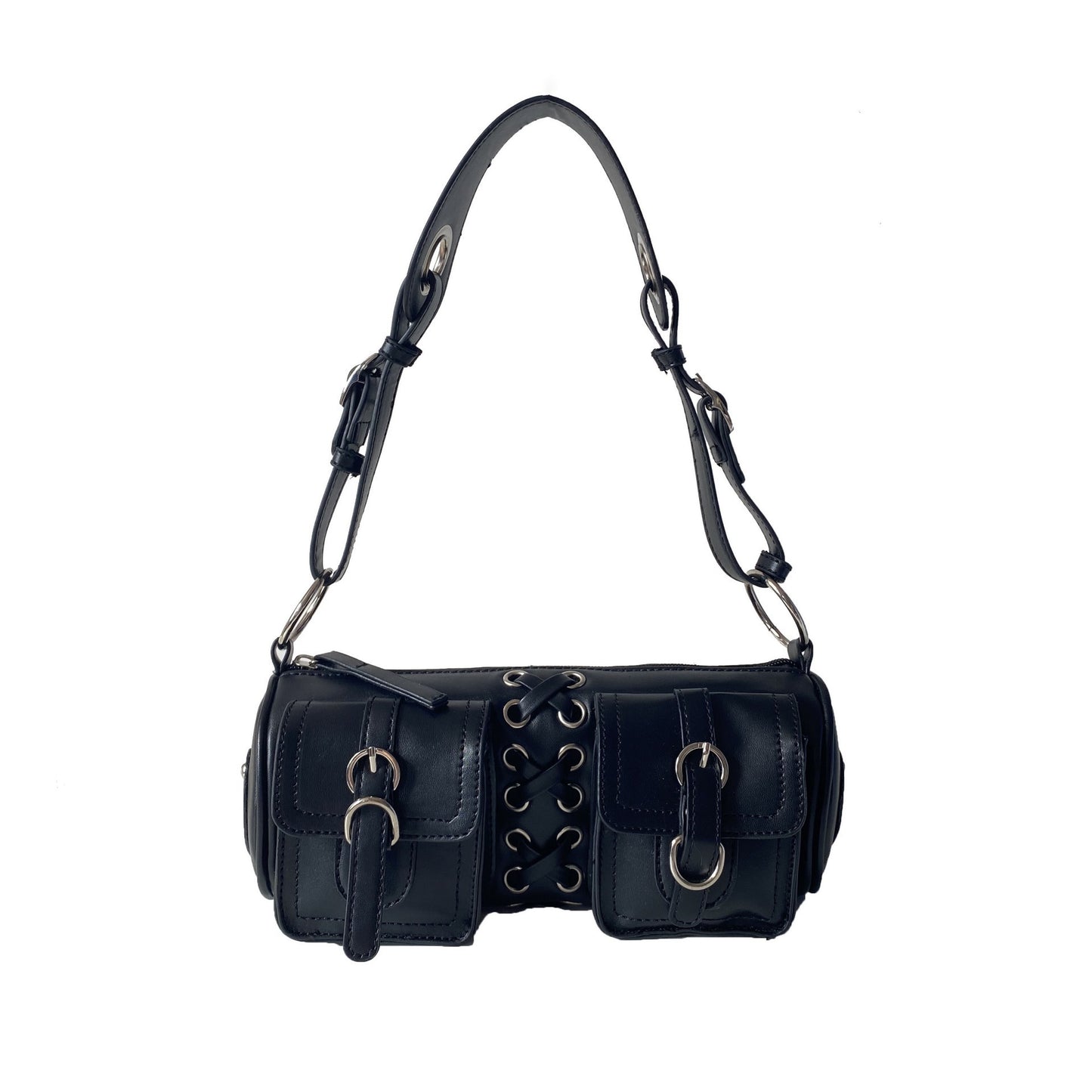 Design Sense Niche Hot Woven Double Pocket Round Locomotive Style Underarm Bag