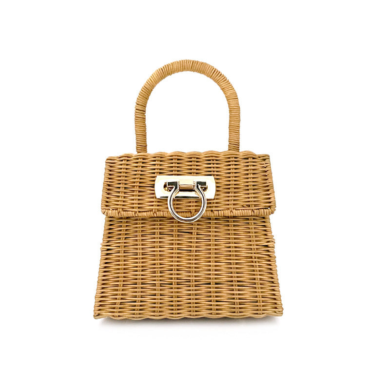Summer Retro Rattan Weave Horseshoe Hand-woven Women's Handbag
