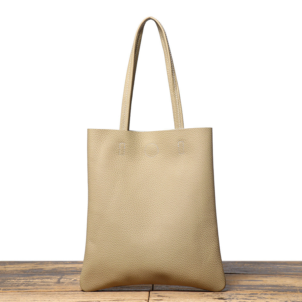 Women's Genuine Leather Simple Easy Matching Large Capacity High Sense Trendy Tote Bag