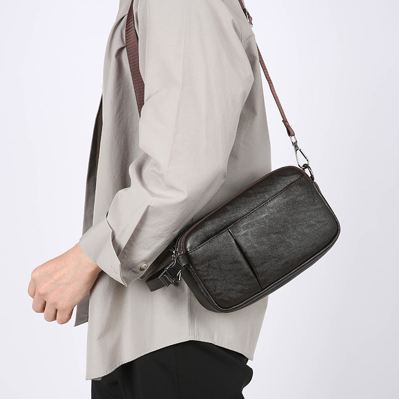 Men's Authentic Leather Tactile Feel Large Capacity Men's Messenger Bag