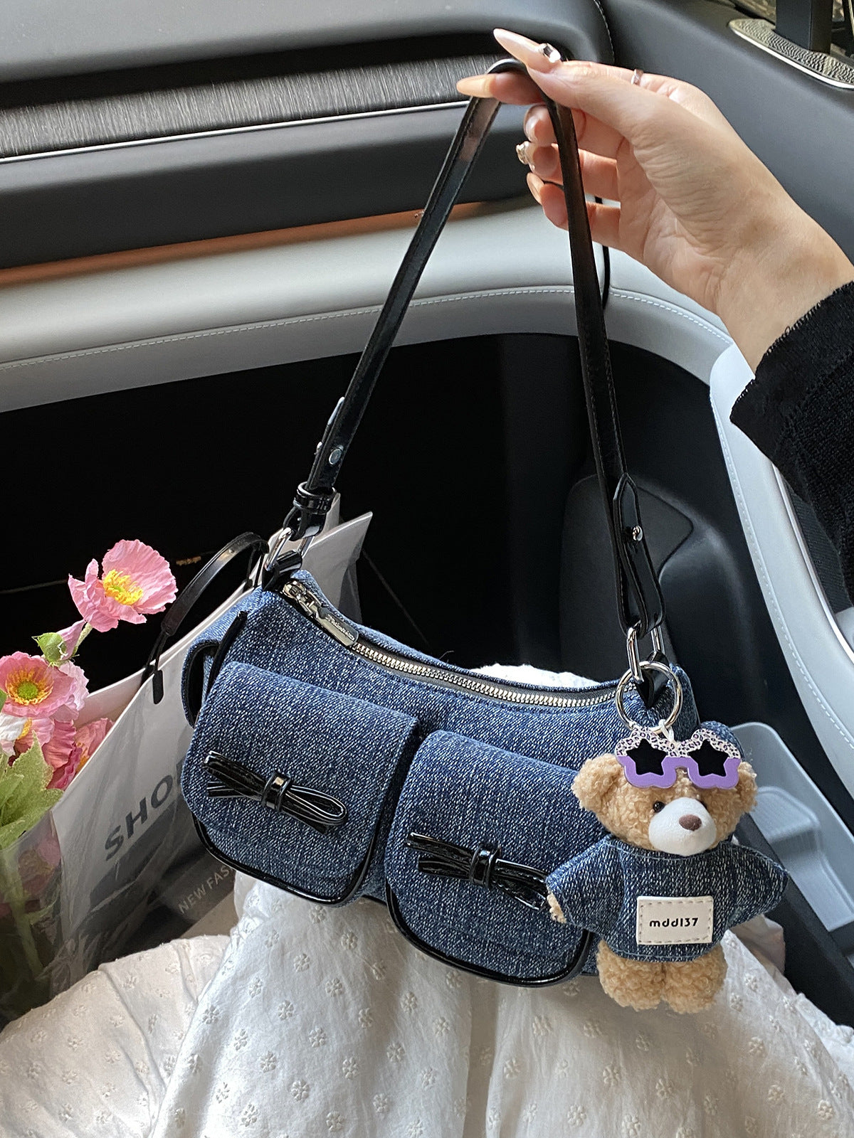 Women's Super Popular Niche Denim For Fashion Color Contrast Carrying Bags