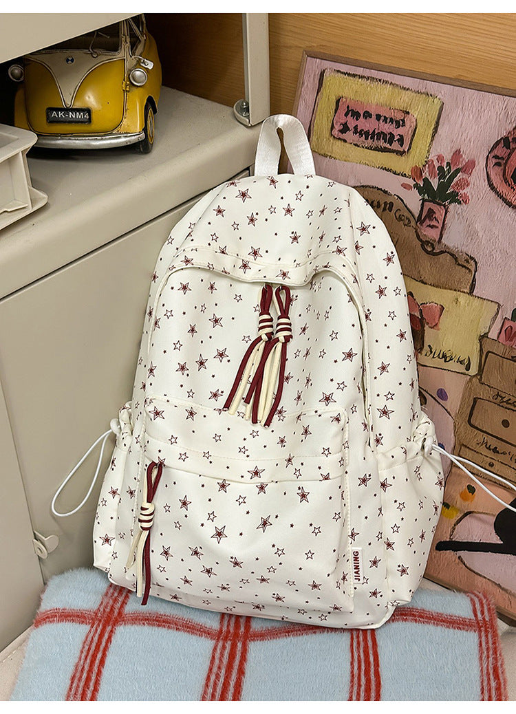 Korean Artsy Female College Minimalist Star Lightweight Large Backpacks