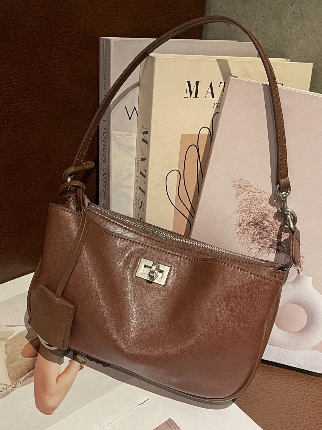 First Layer Vegetable Tanning Leather Kelly Genuine Underarm Bag