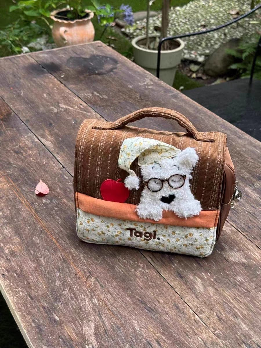Glasses Puppy Good Night Cute Storage Portable Toiletry Large Capacity Cosmetic Bags