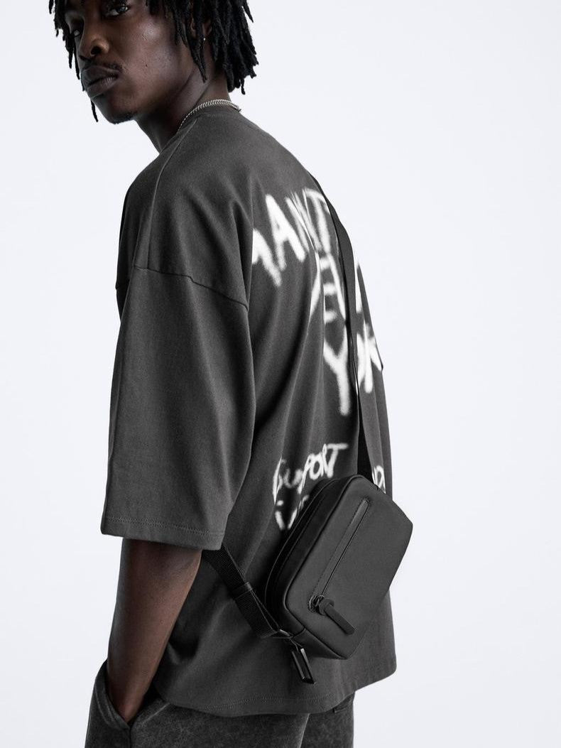 Classic Men's Black Rubber Mini Fashion Men's Messenger Bag