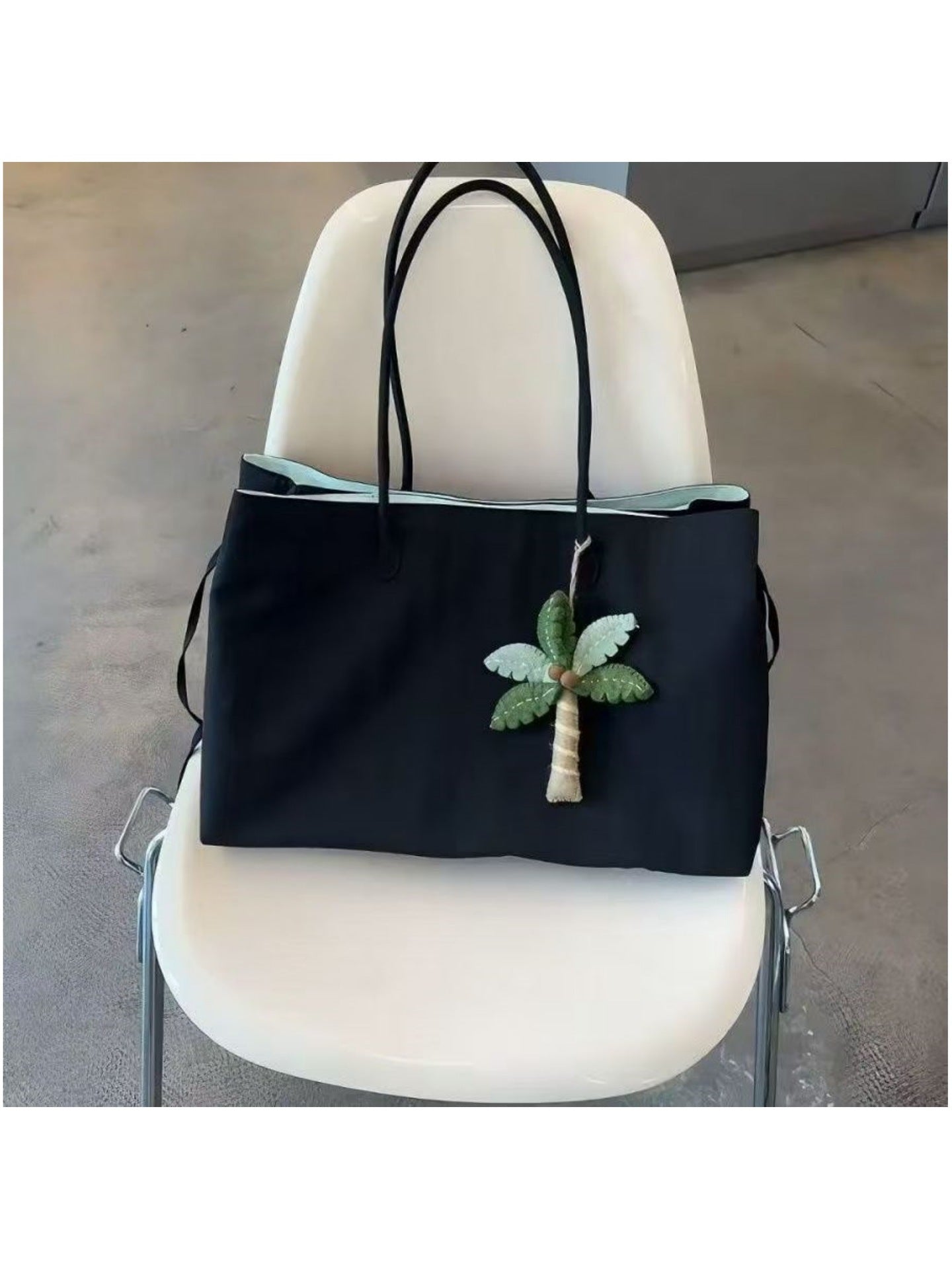 Niche Contrast Color Lightweight Nylon Large Tote Bag