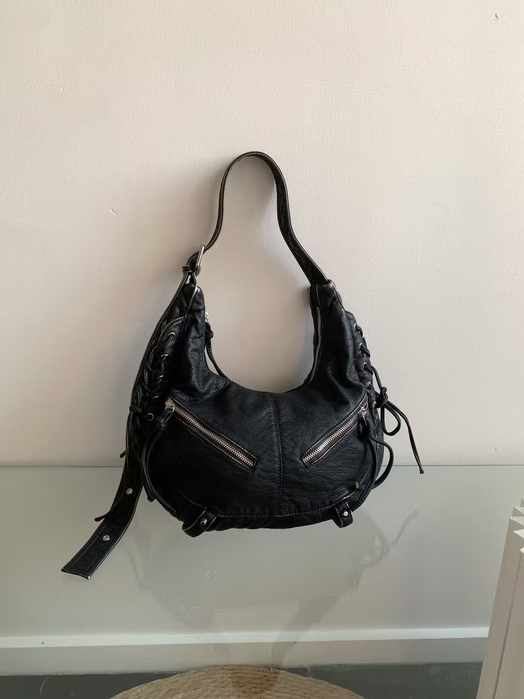 Punk Motorcycle Black Hot Soft Metal Women's Messenger Bag
