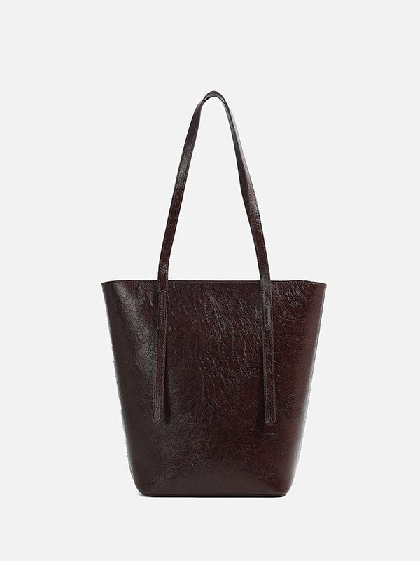Women's Large Capacity Fashion Commuter Leather Retro Bucket Bag