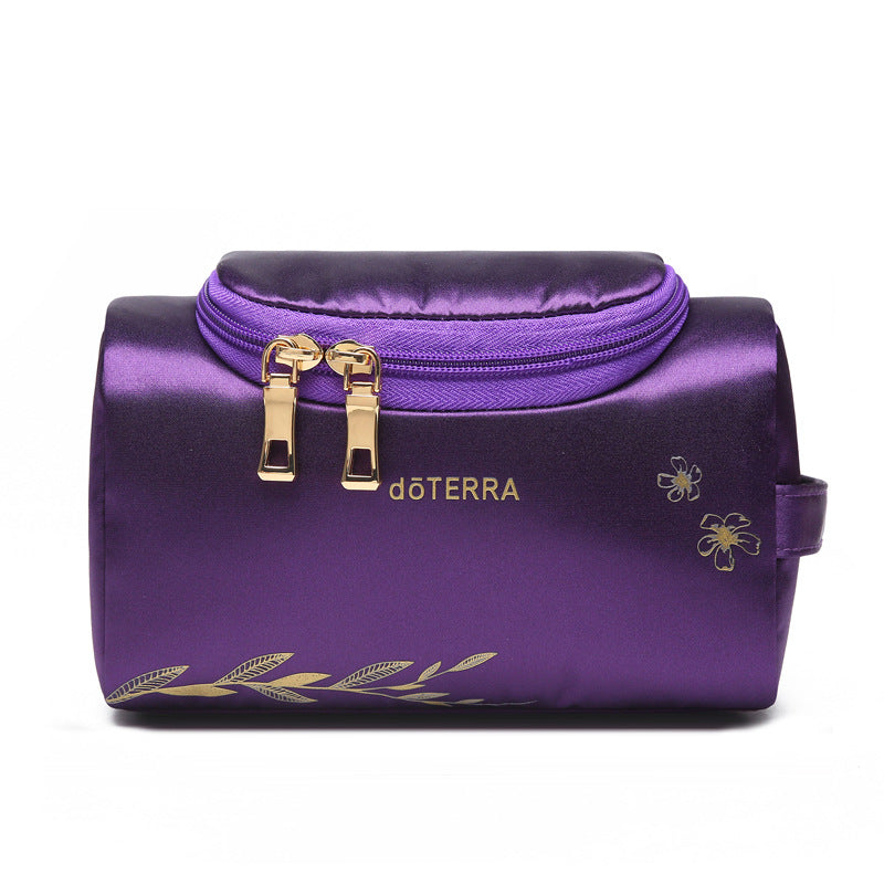 Large Capacity Portable Essential Oil Silk Satin Cosmetics Makeup Bag
