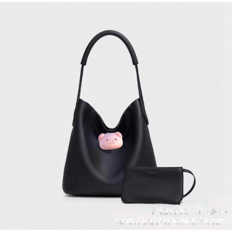 Women's Pig Large Sizes Design One White Bucket Bag