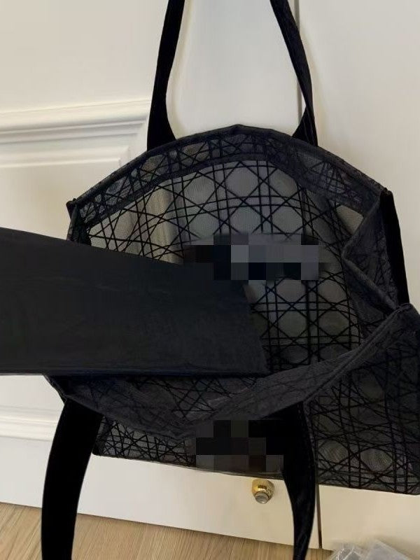 Women's Full Gift Meeting Lace Mesh Rattan Plaid Large Capacity Bags