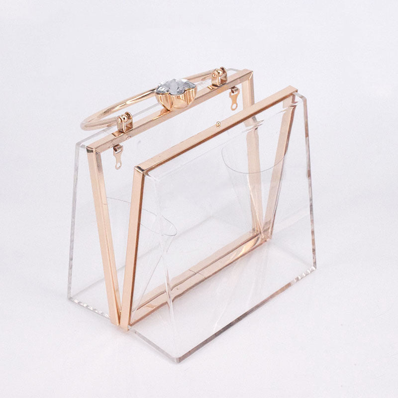 Dinner Inlaid Diamond Acrylic Transparent Creative Hand Carrying Coin Purses
