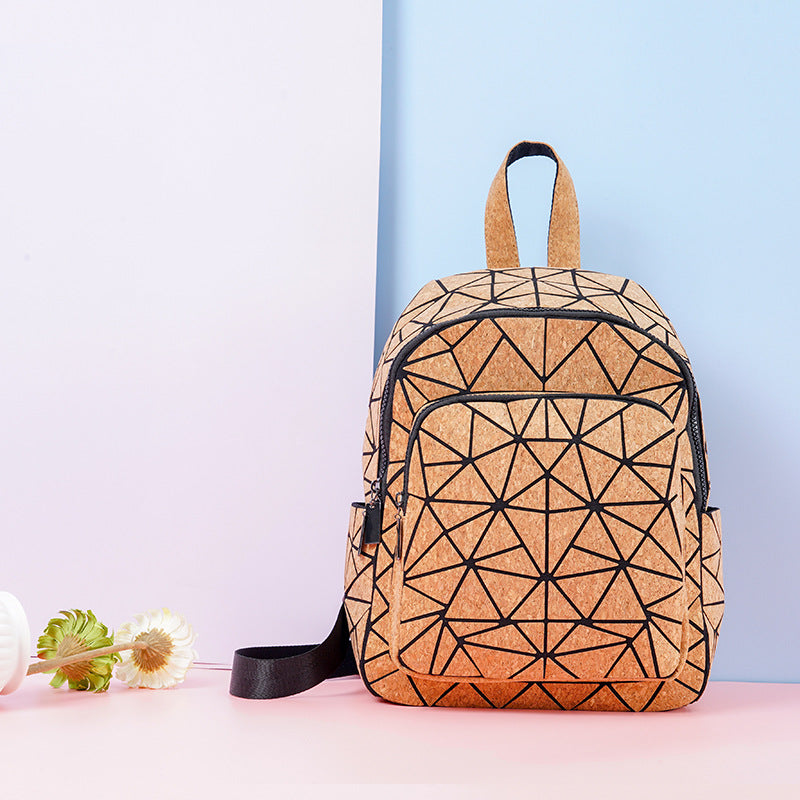 Bark Pure Natural Cork Style Geometric Large Backpacks