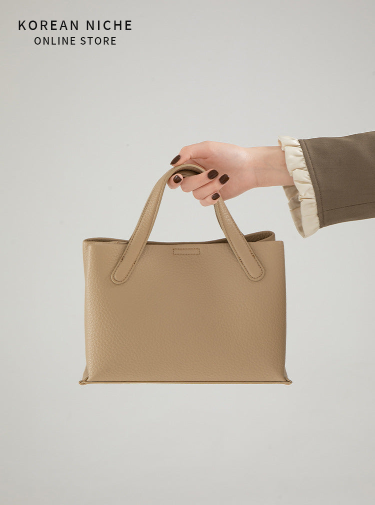 Women's Lychee Pattern Large Capacity Totes Korean Niche Design High-grade Simple Handbags