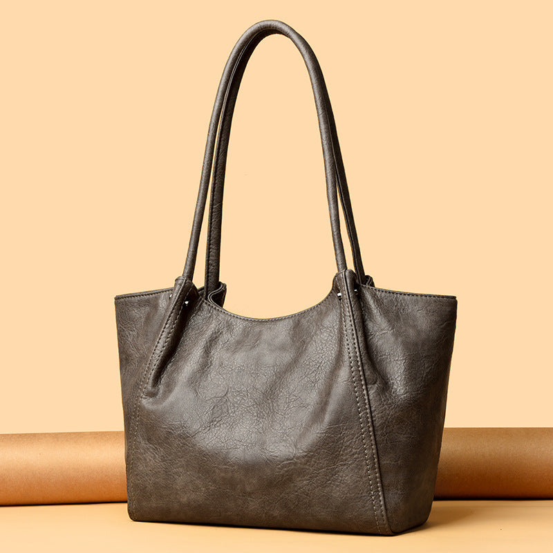 Women's Simple Commuter Large Capacity Fashion Underarm Genuine Tote Bags