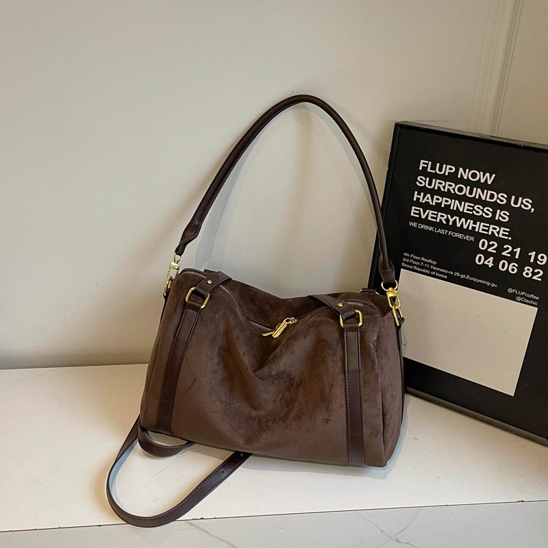 Loose Suede Large Capacity Pillow Niche Retro Women's Messenger Bag