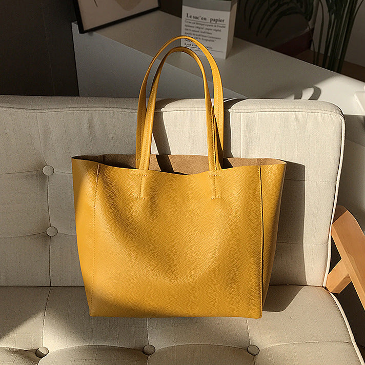 Women's Leather Large Capacity Commuter Portable Big Tote Bag