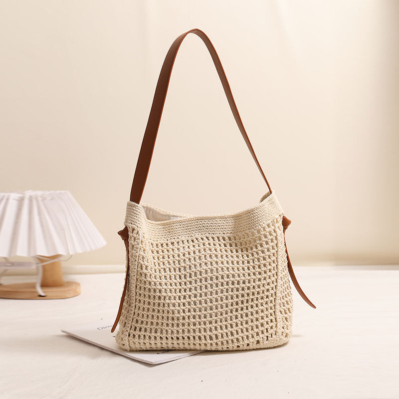 Cotton Thread Woven Hollow Shopping Fashion Women's Shoulder Bag